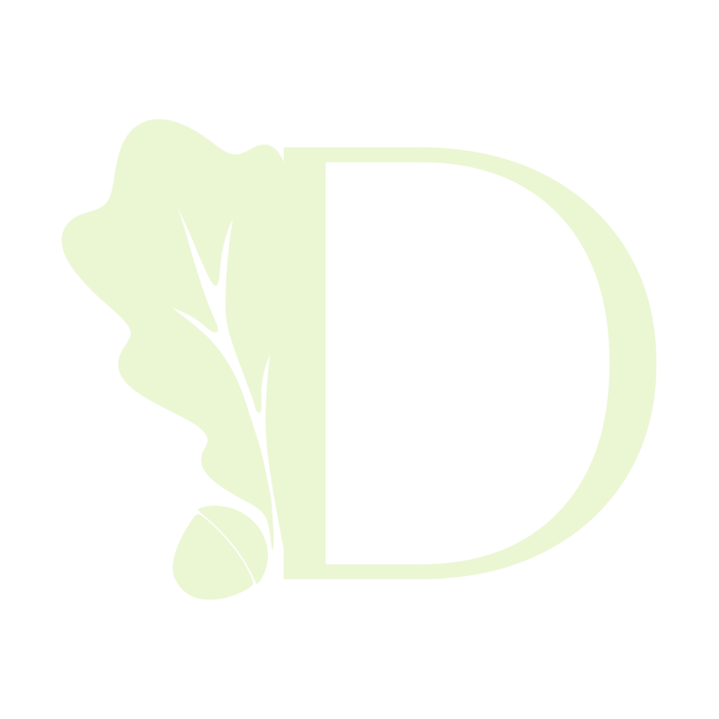 doire logo - d with an oak leaf and acorn off to the left side